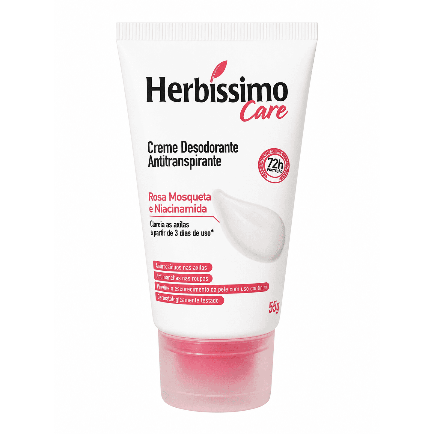 Herbíssimo Creme Desodorante Antitranspirante Care Rosa Mosqueta e Niacinamida 55g