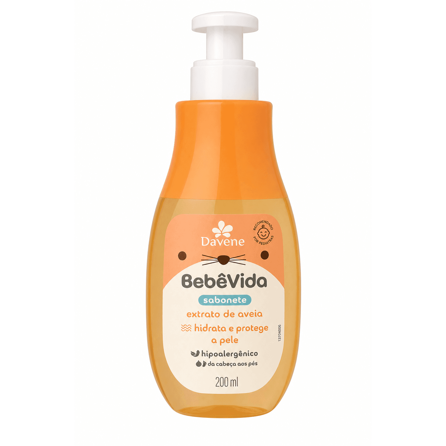 BebêVida Sabonete Líquido Extrato de Aveia Hidrata e Protege a Pele 200 ml