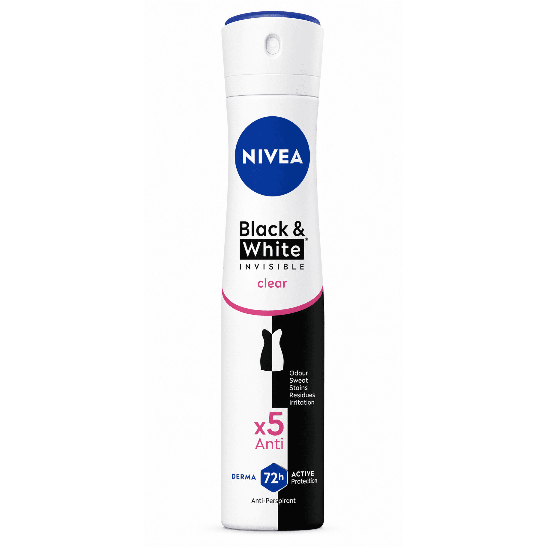 Nivea Black & White Invisible Clear 72H X5 Aerosol 150ml, 1