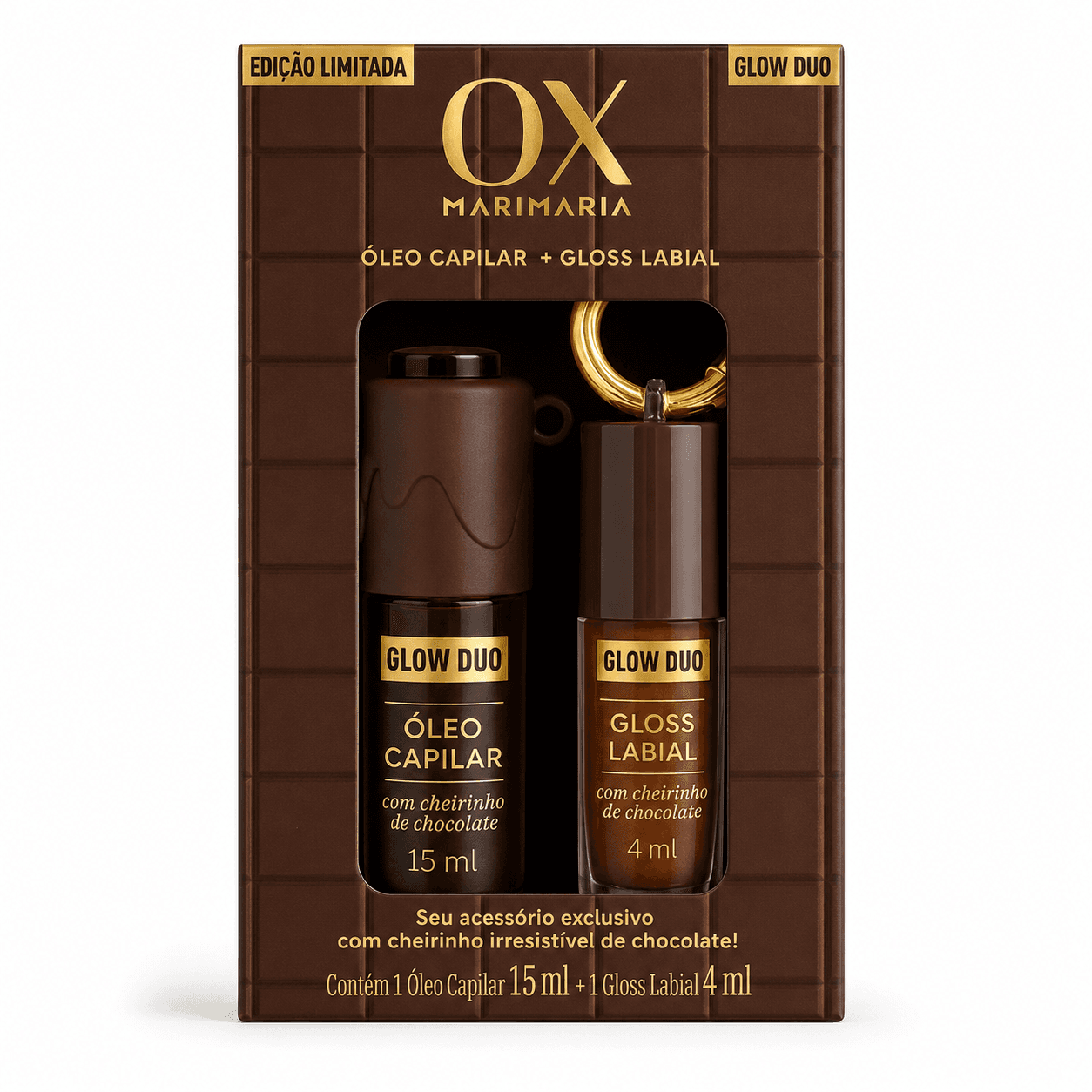 Kit Glow Duo - Óleo Capilar 15ml + Gloss Labial Chocolate 4ml, 2