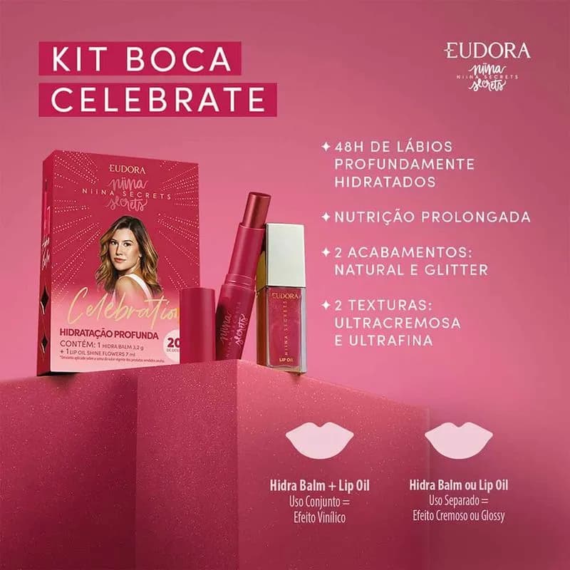 Kit Celebration - Niina Secrets 1 Hidra Balm + 1 Lip Oil , 2